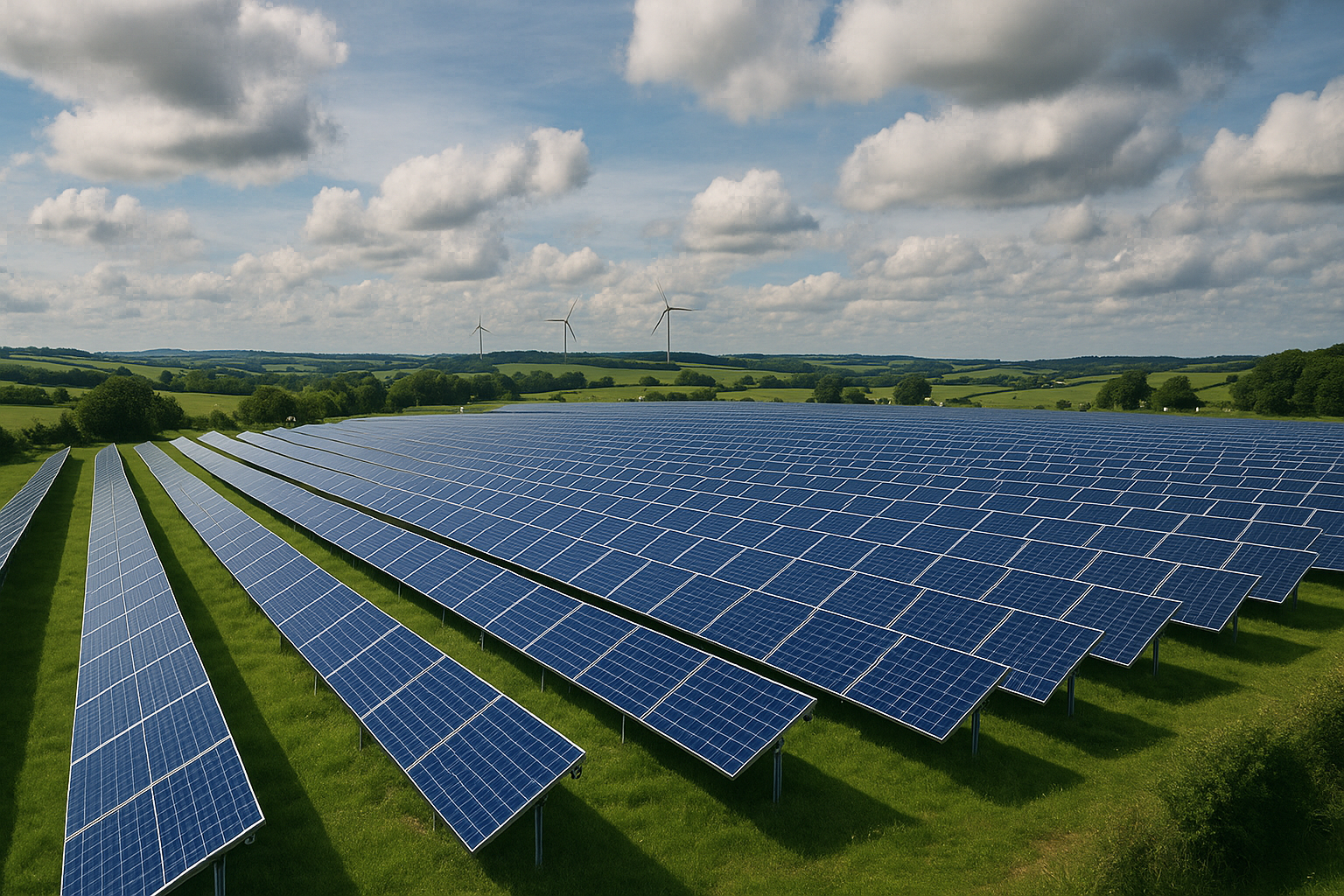 Commercial building with solar panels in the UK